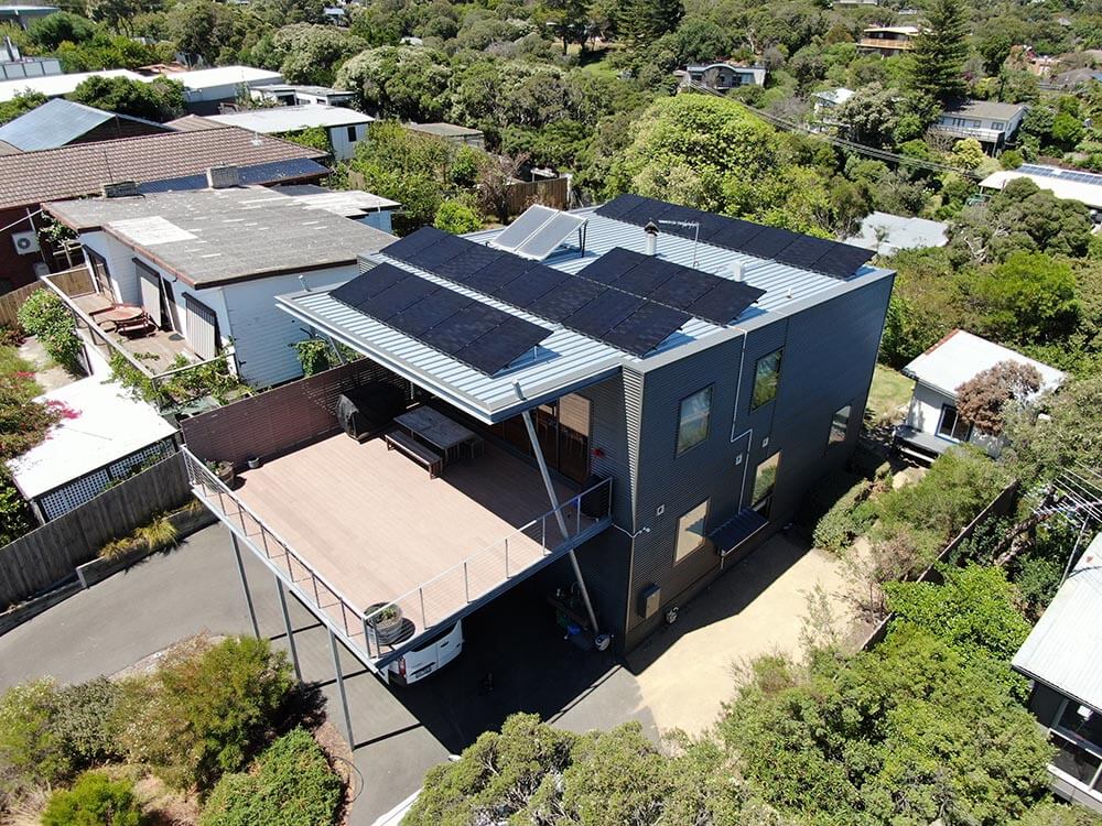 Residential solar panels from above