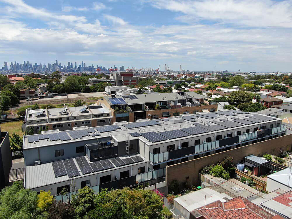 Commercial property with solar panels on roof